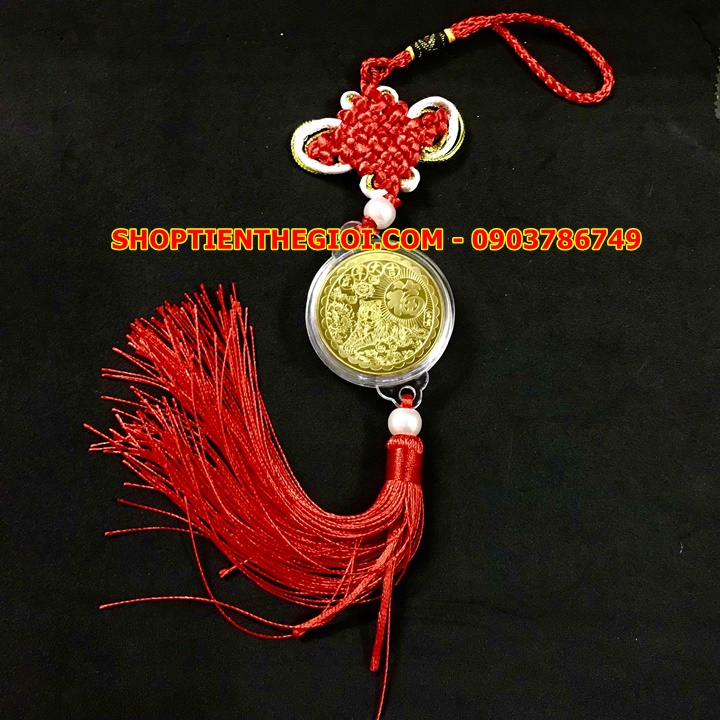 Dây Treo Ô Tô Xu Con Cọp In Màu 3D vàng - SP005418